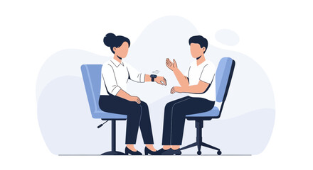 Obraz premium Doctor Checks Patient's Smartwatch Data During Consultation