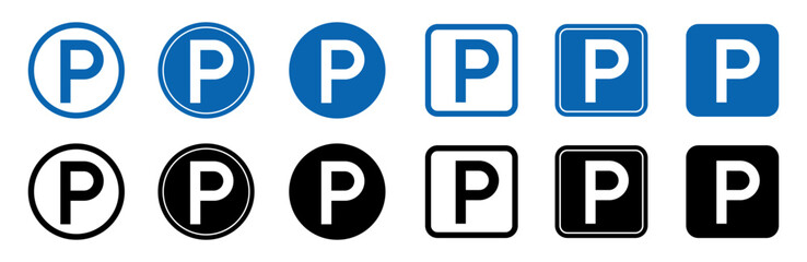 Car parking lot sign set, car parking area, parking location © dlyastokiv
