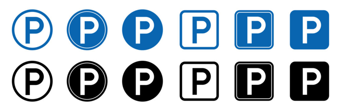 Car parking lot sign set, car parking area, parking location