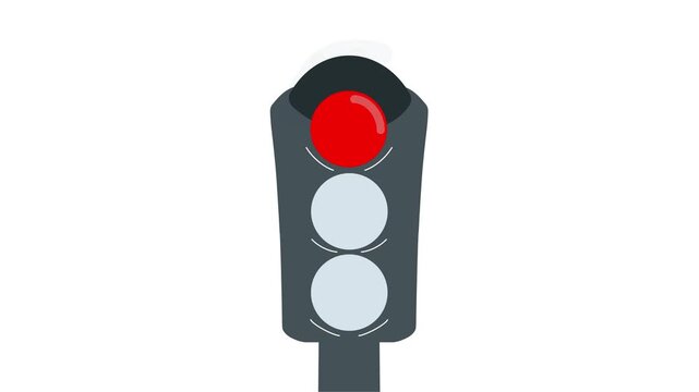 Animated Traffic Light Signal with Red Yellow and Green Light
