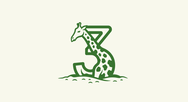 Creative giraffe shaped like the number three.