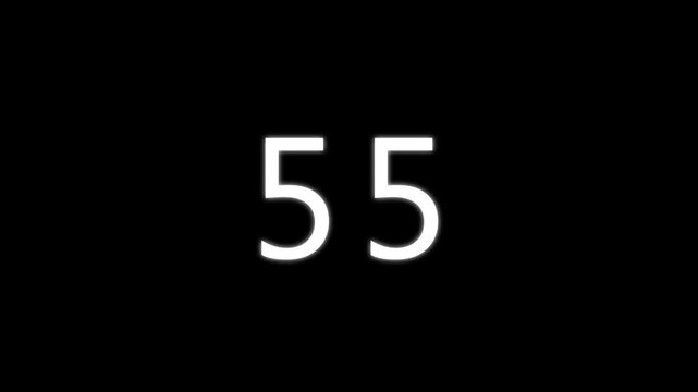 number countdown timer 60 seconds to 0s animation from countdown timer. 