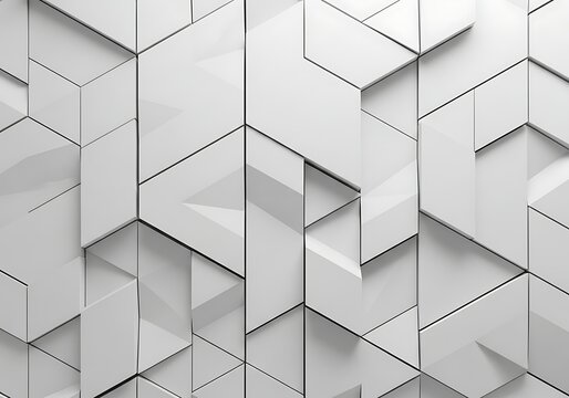Modern geometric white tiled wall pattern close-up.