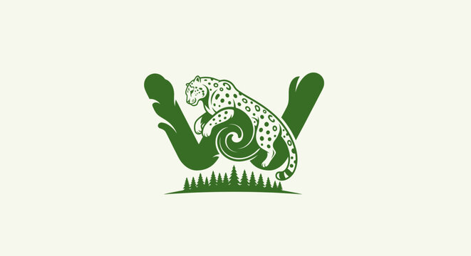 Green Leopard Logo with Curved Tail Design.