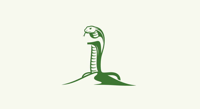 Green Cobra Snake Illustration with Open Hood.