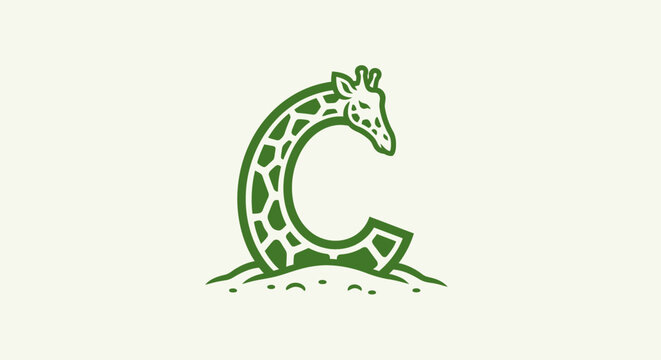 Creative giraffe shaped letter C logo design.