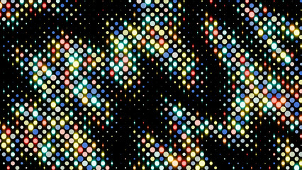 Plakat Digital vintage colored dots in dynamic pattern on a black background