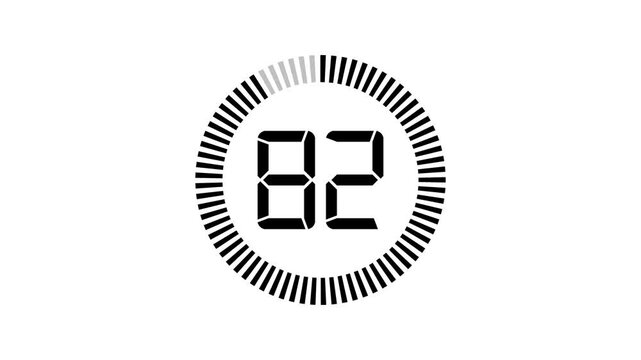Minimal countdown timer animation from 90 to 0 seconds. Round circle 90 seconds countdown, Modern flat design with animation. 