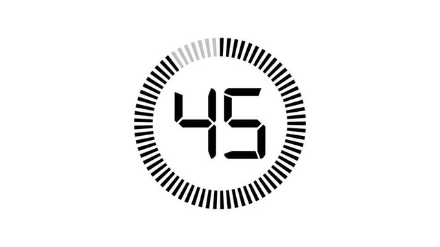 Minimal countdown timer animation from 50 to 0 seconds. Round circle 50 seconds countdown, Modern flat design with animation.