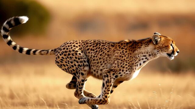 Cheetah at Maximum Sprint All Four Paws Airborne on African Savanna