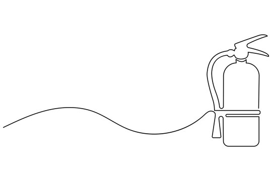 Fire extinguisher continuous one line art minimalist outline vector icon