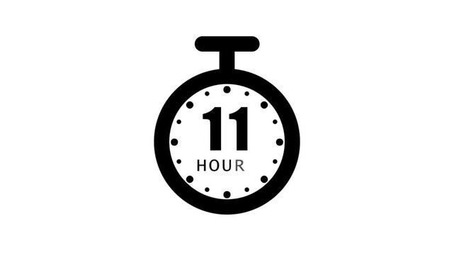 Analog clock with 11 hour o'clock isolated on white background