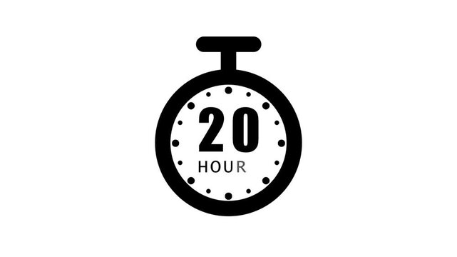 Analog clock with 20 hour o'clock isolated on white background