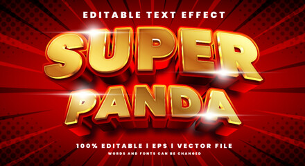 Editable super panda 3d text effects, gold and red colors © Text monster