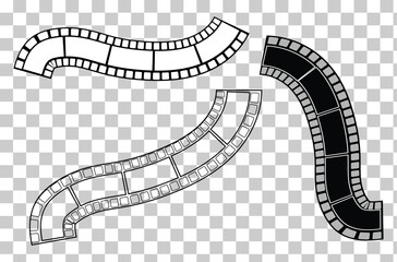 Fototapeta premium Retro film strip frame element sign. Film strip roll vector icon. Roll film strip on isolated transparent background. Photograph camera logo. Eps file 59.