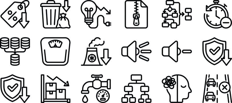 black line icons for business efficiency and productivity