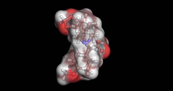 Atrasentan, drug for chronic kidney disease, 3D molecule spinning, 4K