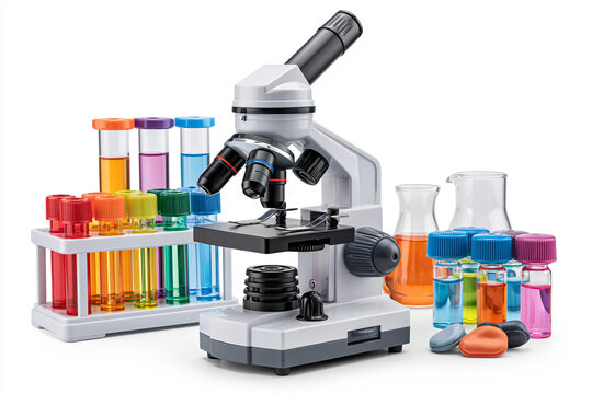Toy Microscope Set Isolated on White Background