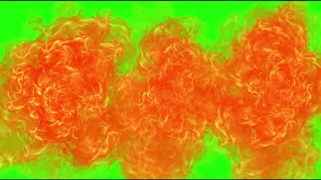 Heavy Fire Flames and Hot Inferno Roaring on Green Screen, Chroma Key Blaze Overlay for Cinematic Video Editing and Filmmaking VFX, 4K Ultra HD Seamless Loop