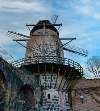 Old historic windmill near the town walls in Zons