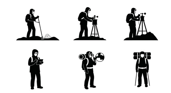 Surveyors operate equipment on various sites with precision tools and technology