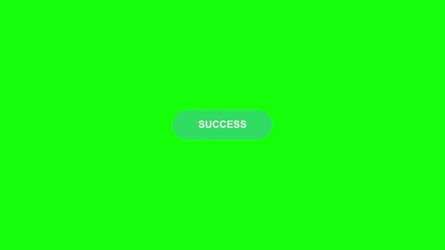 Purple submit button animation on green screen background featuring a loading progress bar and a final green success confirmation notification button.