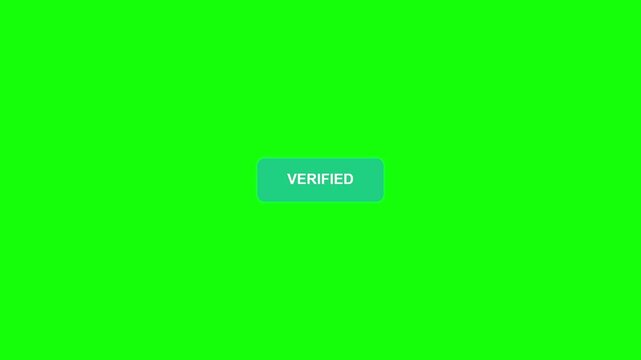 Animated interface element featuring a mouse cursor clicking a red submit button which transforms into a green verified badge on a green screen.
