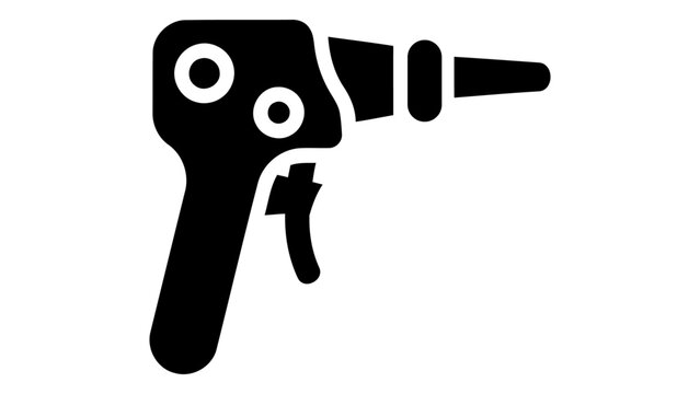 Simple black silhouette icon of a hand rivet gun tool. Represents the usage and function of this essential hand tool for