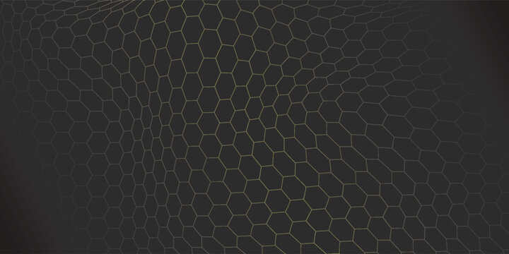 hexagon pattern. Texture bee comb grid. Flat vector illustration isolated on dark background.