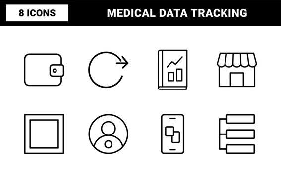 Contact tracing workflow line icon set. Vector pictograms of process, health, communication, and data elements, thin linear illustration.