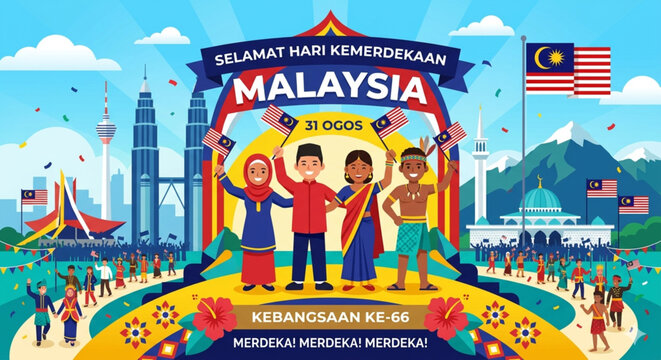 Malaysia Independence Day Vector Illustration for August 31st Celebration
