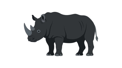 Fototapeta premium Illustration of a black rhinoceros standing profile view on white background