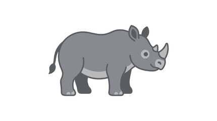 Fototapeta premium Cute Cartoon Rhinoceros Isolated on White Background, Vector Illustration