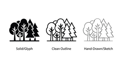 Forest and Trees Nature Icon Set for Environmental and Ecology Design  © mohibul