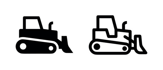 Bulldozer Icon - Heavy Equipment, Construction Tractor, and Earthmoving Machine © liubomir118809