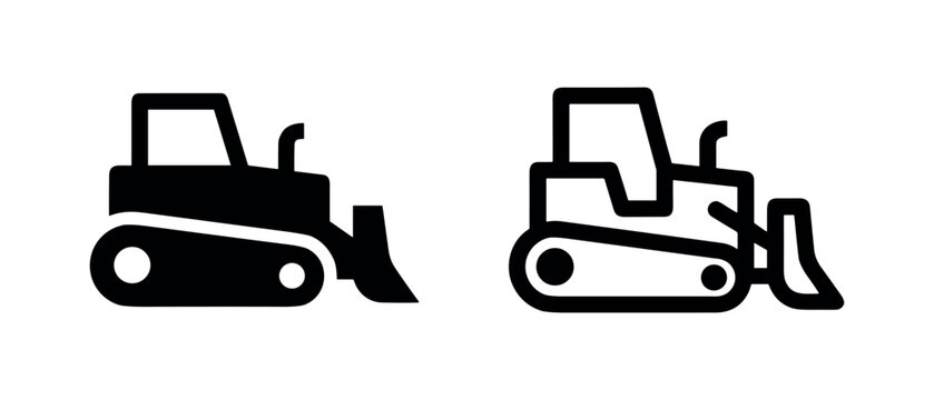 Bulldozer Icon - Heavy Equipment, Construction Tractor, and Earthmoving Machine