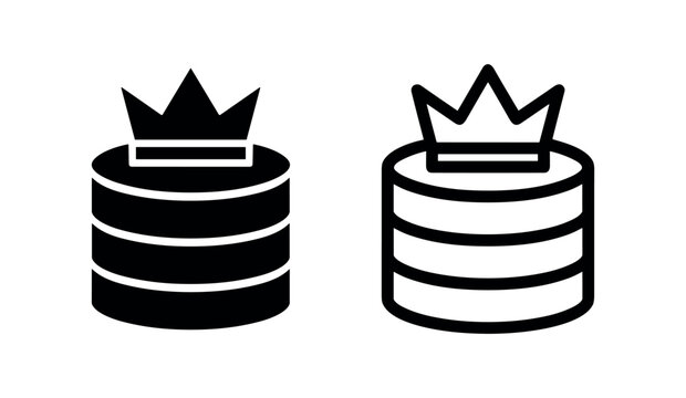 Premium database icon with crown in solid and outline styles, representing master data and exclusive access.