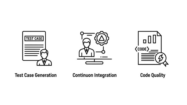 Software development dev ops lifecycle icons set with software development automation integration programming technology lifecycle deployment engineering pipeline infrastructure workload