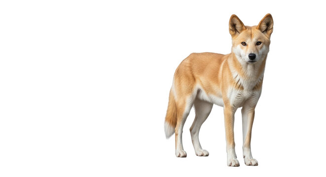 Tan dingo standing isolated on black