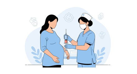 Fototapeta premium Pregnant woman receiving vaccination from nurse, healthcare concept