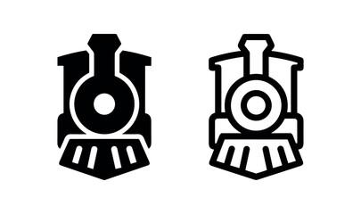 Vintage steam locomotive train front view icon set © liubomir118809