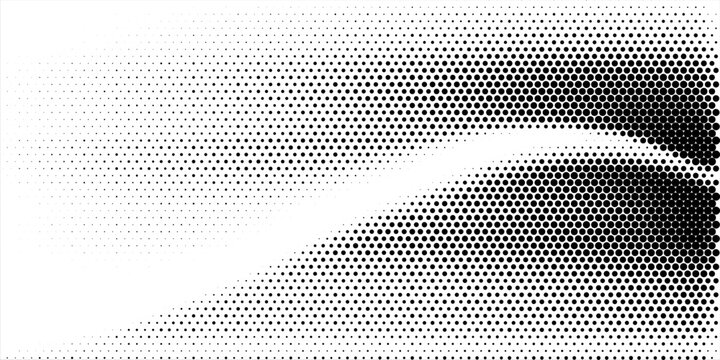 Grunge dotted halftone gradient background. Faded grit noise texture. White and black wallpaper. Retro pixelated backdrop. Anime or manga style comic overlay. Vector graphic design textured template.