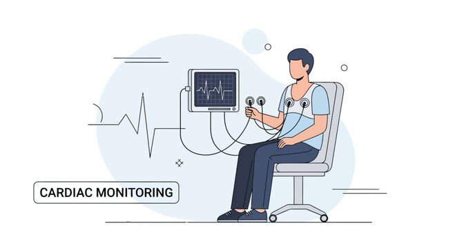 Patient Undergoing Cardiac Monitoring with ECG Machine and Electrodes