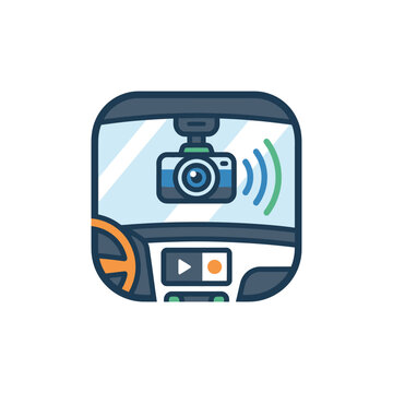Car dash cam digital recording icon.