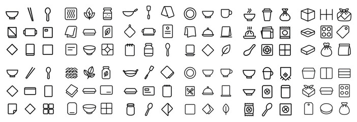 Fototapeta premium Kitchen and cooking concept icons with spoon and bowl and jar for infographic layout in simple design
