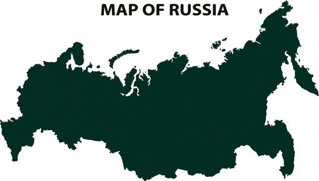 Dark green Russia map vector, country outline, geographic illustration, Moscow