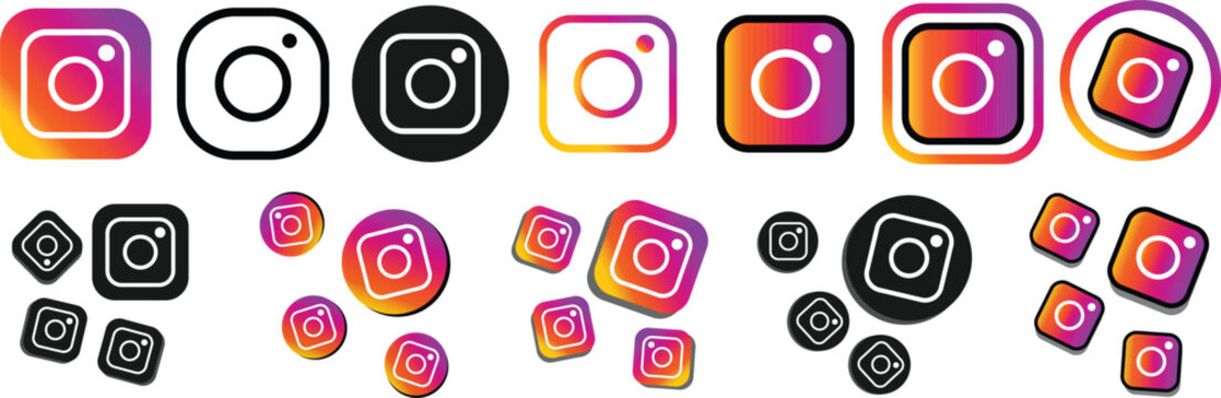 Instagram Logo icon, Vector, Gradient Color. Latest updated instagram social media network logo icon vector set. Popular Social Media App Icons 2027. Instagram,
