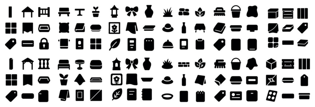 Home and storage concept icons with box and lock and folder for digital presentation in bold solid design