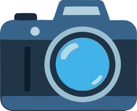 Modern DSLR Camera Icon - Blue Photography Equipment Vector Art