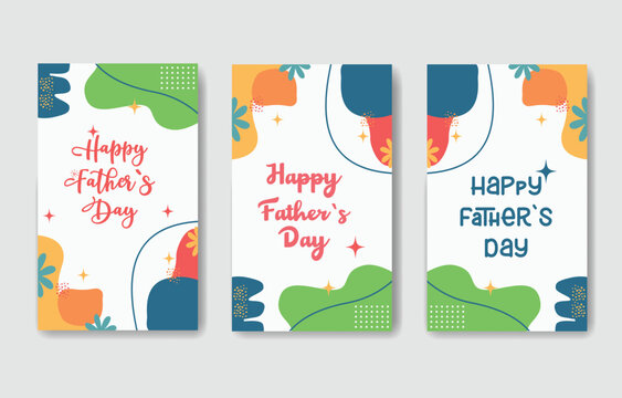 Set of minimalist colorful father's day design templates suitable for social media posts and web ad